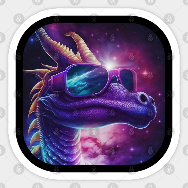 Cool Purple Dragon wearing Sunglasses Dragon Sticker TeePublic